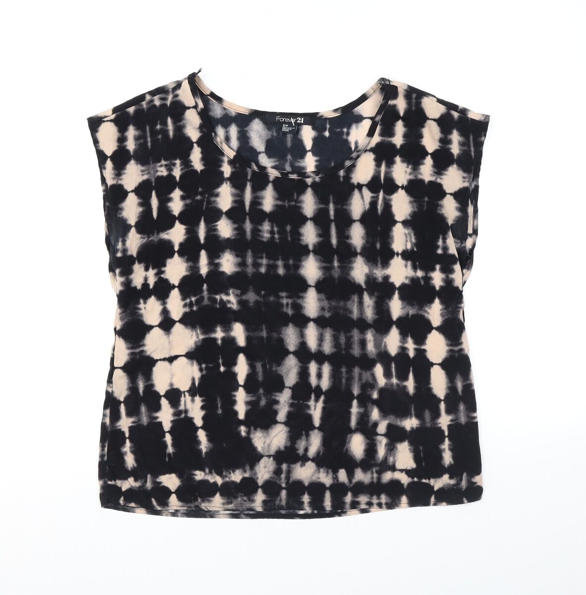 FOREVER 21 Womens Black Polyester Blend T-Shirt Size S Boat Neck