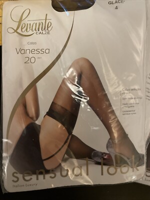 Paar Vintage Strümpfe sehr verschleiert x Strumpfhalter Levante Vanessa 20 Gr.4 Farbe Glacè