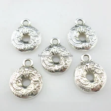 14pcs Tibetan silver Round ring Dragon Phoenix Charms Pendant Beads