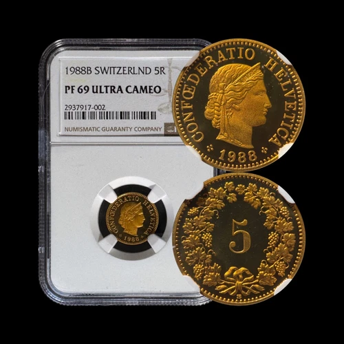 SWITZERLAND. 1988, 5 Rappen - NGC PF69 - Top Pop🥇 Libertas, Alpine Rose RARE