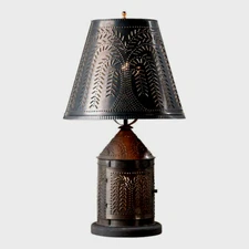 Fireside Lamp with Willow Shade in Kettle Black Tin - 3 way