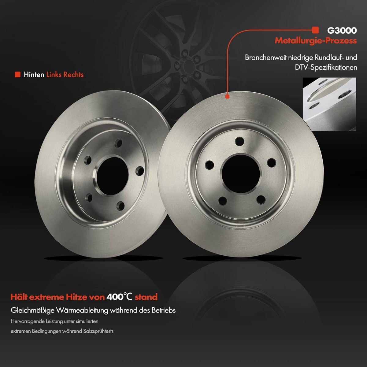 Bremsenset Hinterachse Für FORD C-MAX & FOCUS II – Inkl. 2x Bremsscheiben (265 Mm) & 4x Bremsbeläge