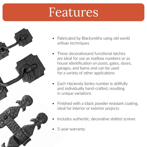 5.25" Flip Bar Latch Lock For Doors, Gates & Furniture Iron Forged in Mexico - Picture 2 of 6