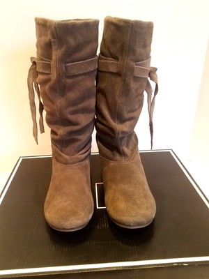 women's suede slouch boots flat