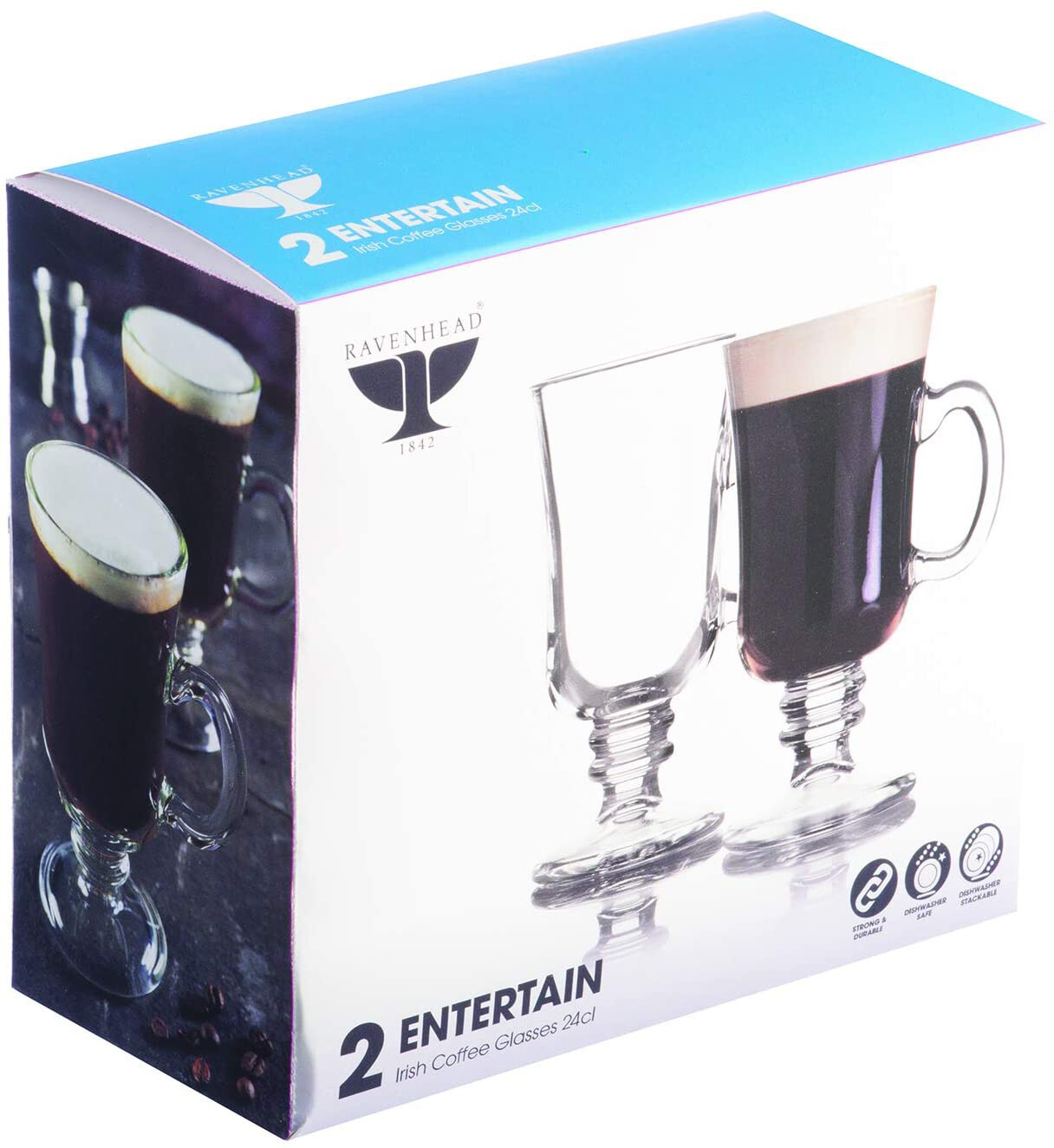 Ravenhead Entertain Stemmed Irish Coffee Glasses Elegant Mugs 225ml Set of 2 eBay