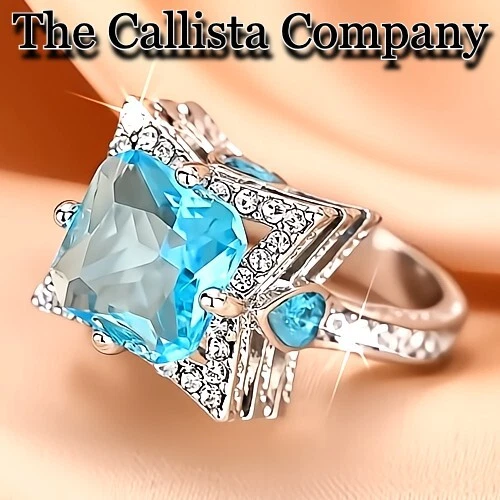1.2K+Vendido CREADO EN LABORATORIO 3.87 CT CORTE COJÍN AZUL CIELO 3A+CZ S925 PLATA RG TALLA 6-9 ✓ Foto 4 de 4