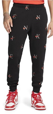 Big Tall Nike Printed Club Fleece Joggers, Color: Black Orange