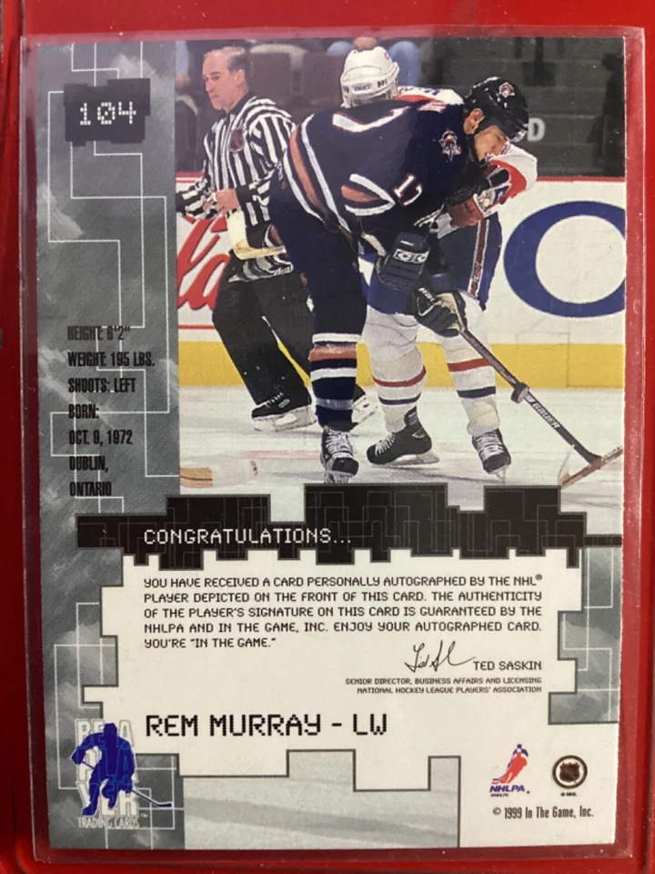 1999/00 ITG Be A Player Millennium Signature Series Rem Murray #104 Auto - Image 2 of 3