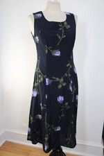 Vtg DressBarn 8 Blue Purple Floral Sleeveless Midi Tank Dress USA