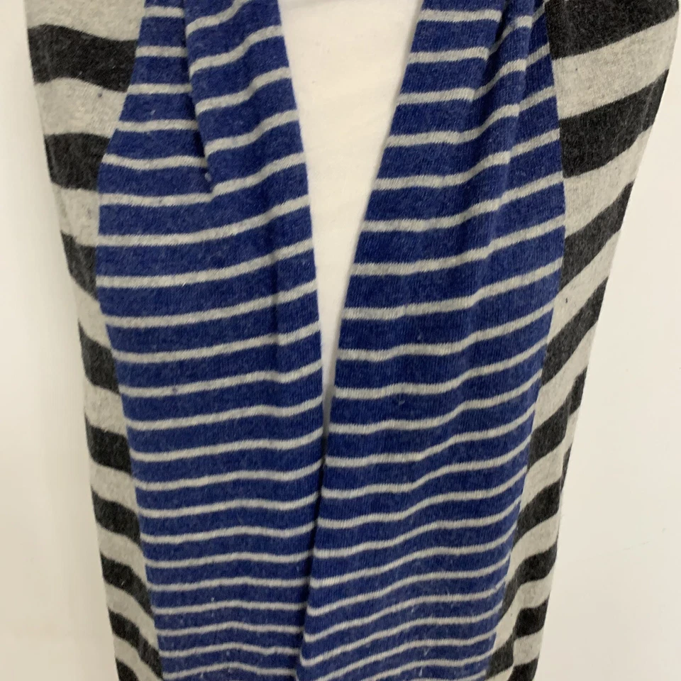 LOVE MOSCHINO шерстяная смесь шарф - в полоску черный серый синий - Италия 82/12 #A106 - Изображение 3 из 4