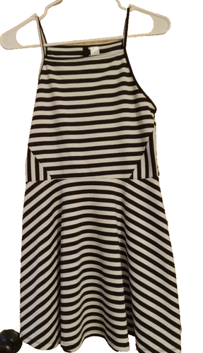 Divided Teen Girls Youth Size 12Y Sleeveless Black/White Striped Tank Sun Dress - Picture 2 of 2