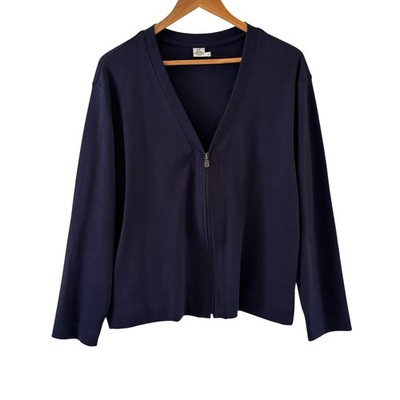 Peruvian Connection 100% Pima Cotton Cardigan Sweater Womens S Blue Full Zip
