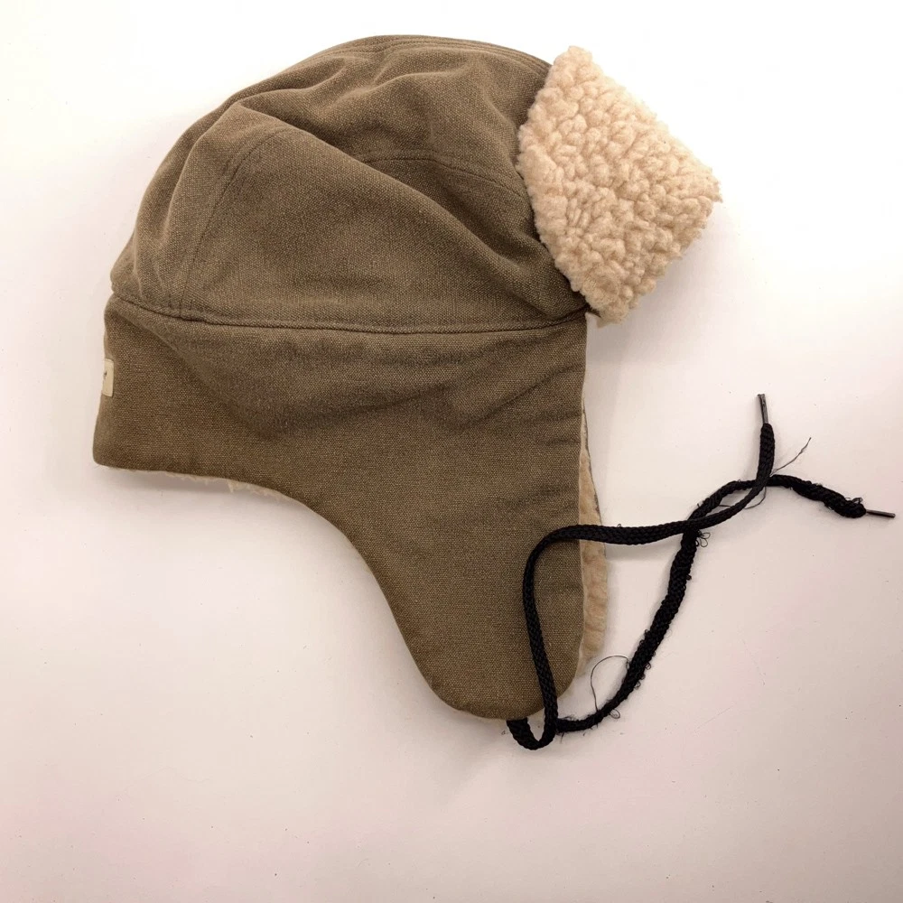 Eddie Bauer cotton duck sherpa fleece lined winter ear flap cap