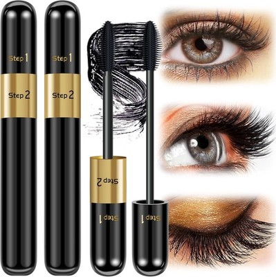2x DRMODE Mascara Black Volume Length 2 in 1 Double Effect Mascara Waterproof