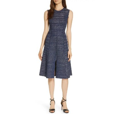 Veronica Beard Foley Metallic Sleeveless Flare Midi Dress M