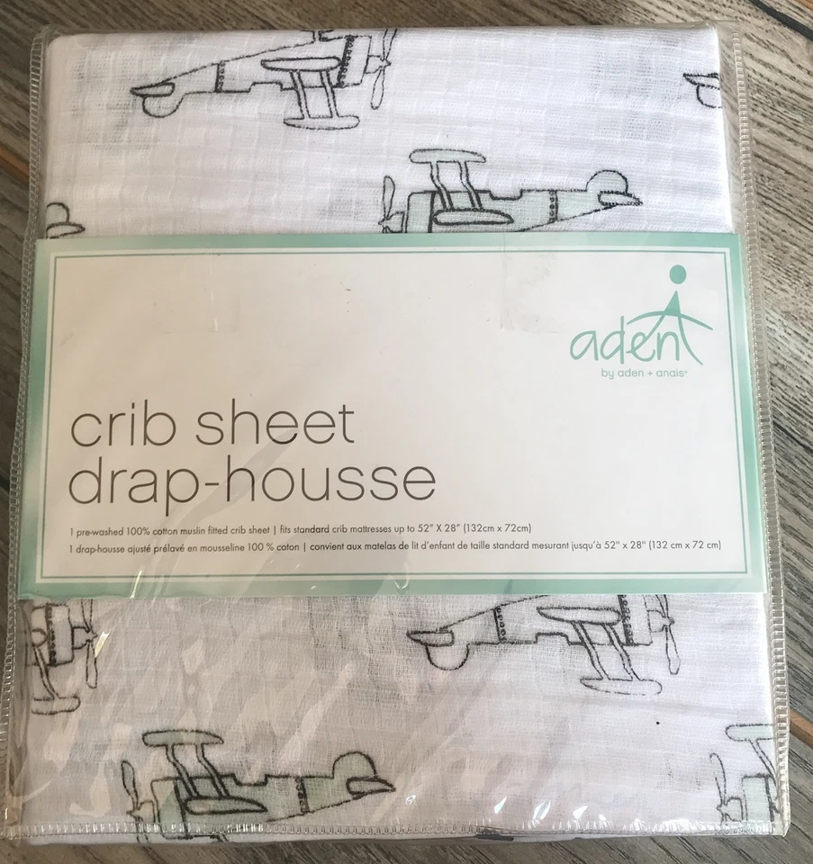 Nuevo Aden By Aden And Anais Sky High Hélice Avión Cuna Sábana Algodón Muselina Foto 2 de 4