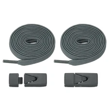 No Tie Shoelaces with 2 Metal Triangle Buckle Clips, 1Pair & Dark Gray