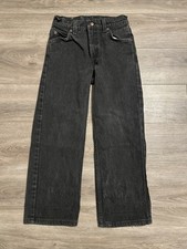 Vintage 90s Levi  s 562 Youth Size 9 24x23 Loose Fit USA Black Jeans Orange Tab