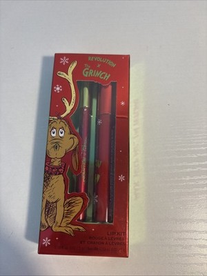 Revolution The Grinch Little Max Lip Kit Red Green 0.63 oz NIB