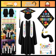 4 Pcs Toddler Graduation Cap Gown Set with Tassel, Stole Certificate - Presc