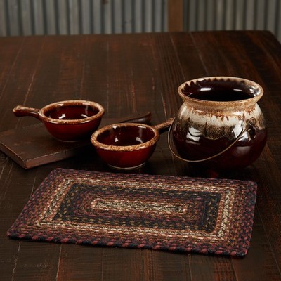 Placemat Beckham Jute Country 10x15 Rect Red Textured Table Decor VHC Brands