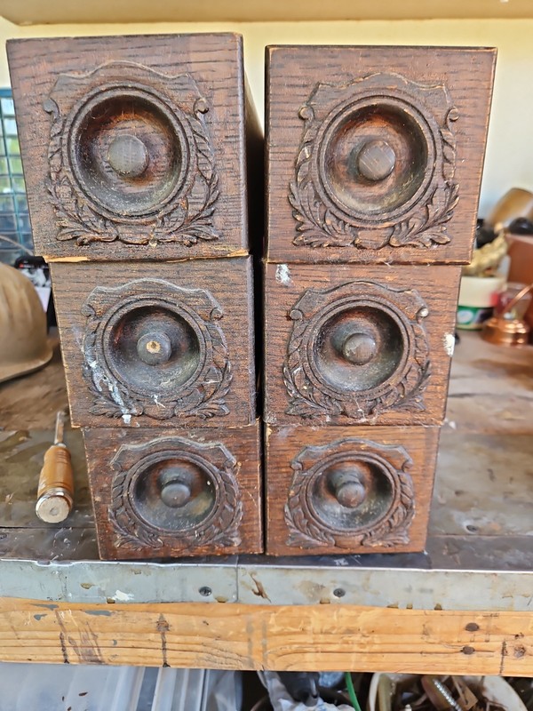 Set of 5 Antique Ornate Wooden Sewing Machine Drawers 1 For Parts 