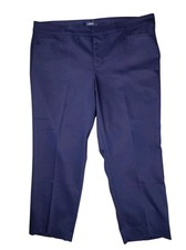 Chaps Women's Navy Blue Crop Tapered High Rise Stretch Dress Pants 18W (42x25)