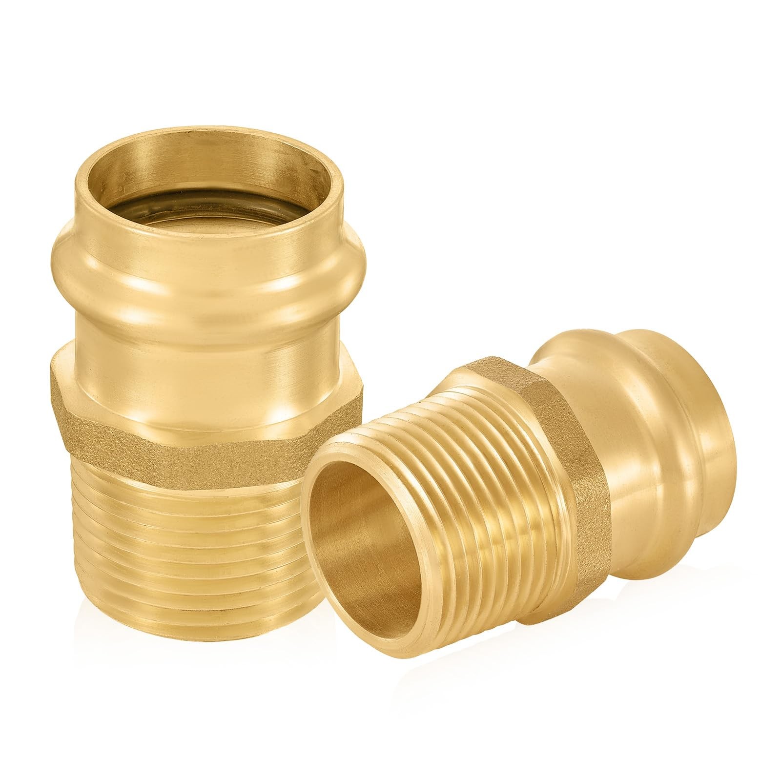 2 PCS Copper Press Male Thread Adapter 1 Inch Press x 1 Inch MNPT Fitting