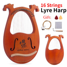 16 Strings Lyre Harp Mahogany Body With Tuning Key String For Beginner Practice