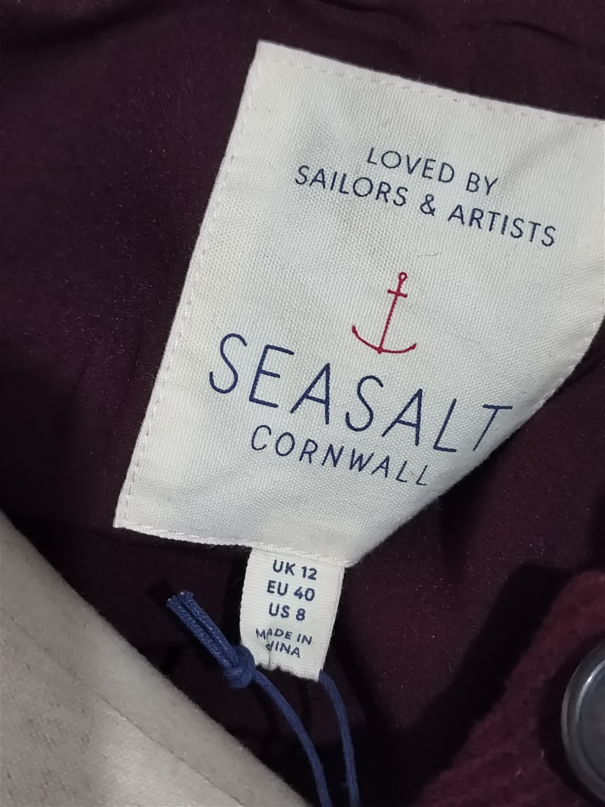 RRP£180 Seasalt Cornwall Oversized Boskerris Wool Blend Coat dark hellebore UK 2 image 4