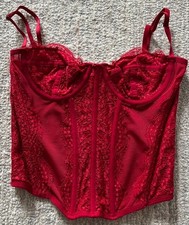 Urban Outfitters Out From Under red corset sheer mesh panels Bustier Size M NEW