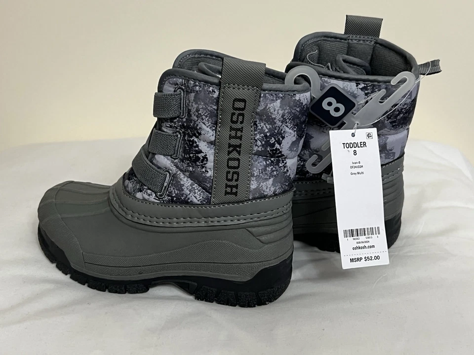 Oshkosh B'Gosh Niño Pequeño Ivan-B Botas Talla 8 Gris Multi Nuevo Impermeable Shell Zapatos Foto 3 de 4