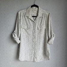 Partners Mervyn’s Vintage 14 Womens Satin Button Down USA Made Retro Sage Green