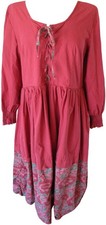 Ewa i Walla Raspberry and Floral Print Dress w/ Piping Around Skirt - SALE!!