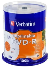 Verbatim DVD-R 4.7GB 16x Inkjet Printable - 100 Pack Spindle