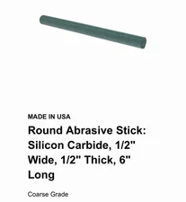 USA 1/2” Silicon Carbide 6" L Round Rubberized Abrasive Stick Pencil P-08 Coarse