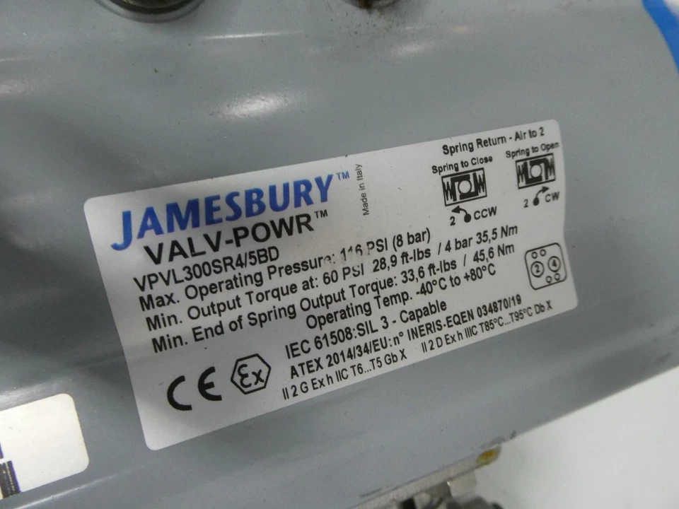 Jamesbury 4B 3600 XTB2 Vpvl300sr4/5bd Pneumatic Stainless Ball Valve 1-1/2in Npt - Image 4 of 4