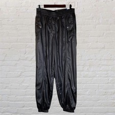 Adidas Womens Small Black Woven Joggers Pants Wide Leg Loose Fit Blue Version