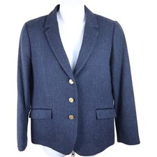Talbots Women s Navy Wool Blend Blazer Gold Button Jacket Size 14