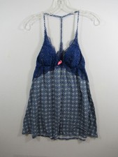 Victoria's Secret Chemise Babydoll Women Small Blue Geometric Sleeveless