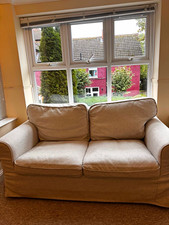 IKEA EKTORP Beige 2 Seater Fabric Sofa English Roll Arm 179x88x88cm