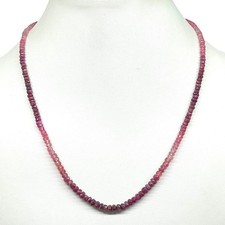 18" Natural Ruby Necklace 3-4mm Shaded Faceted Mozambiqe Beads 925 Silver Clasp