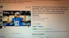 TCL 50-Inch Class S4 4K LED Smart TV with Roku TV  with FREE WALL MOUNT