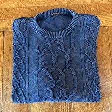 Saint James Blue Cable Knit Fisherman Cotton Sweater Men  s Size Large