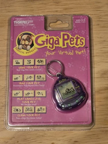 NEW Giga Pets Digital Doggie Purple Vintage 1997 Tiger Electronics