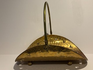 Vintage Mickey DISNEY Brass Magazine / Fireplace Log Holder