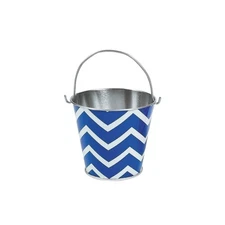 Fun Express - Blue Chevron Metal Pails 1pc for Fourth of July - Party Supplies -