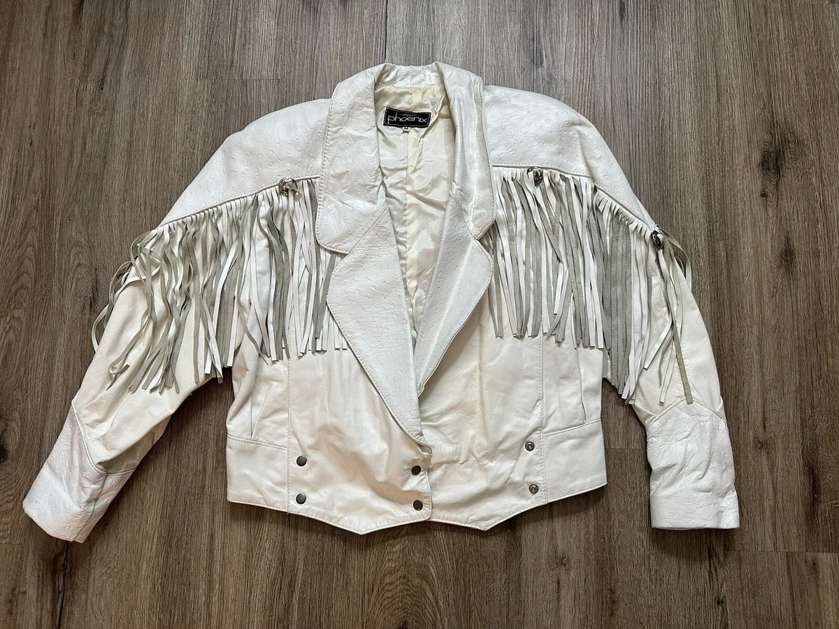 White leather cheap tassel jacket