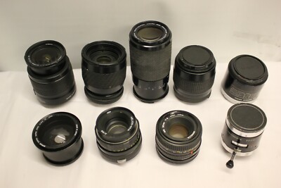 Lot De 9 Objectifs Et Lentilles D'appareil Photo (Yashinon, Minolta, Helios, Etc.) - Pour Pièces Détachées Ou Bricolage