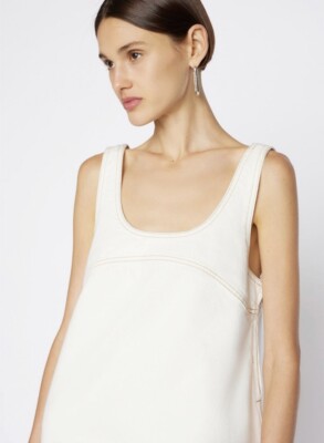 Frame Micro Flare Denim Dress | Ecru | Size Medium